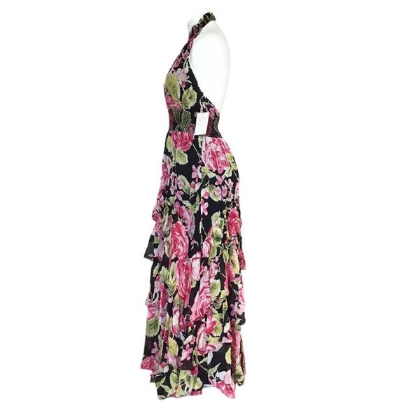 Free People Black Floral In Full Bloom Flowy Maxi Dress New Size XS - Picture 5 of 15